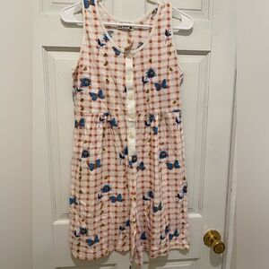 Pink Gingham Floral Sleeveless romper